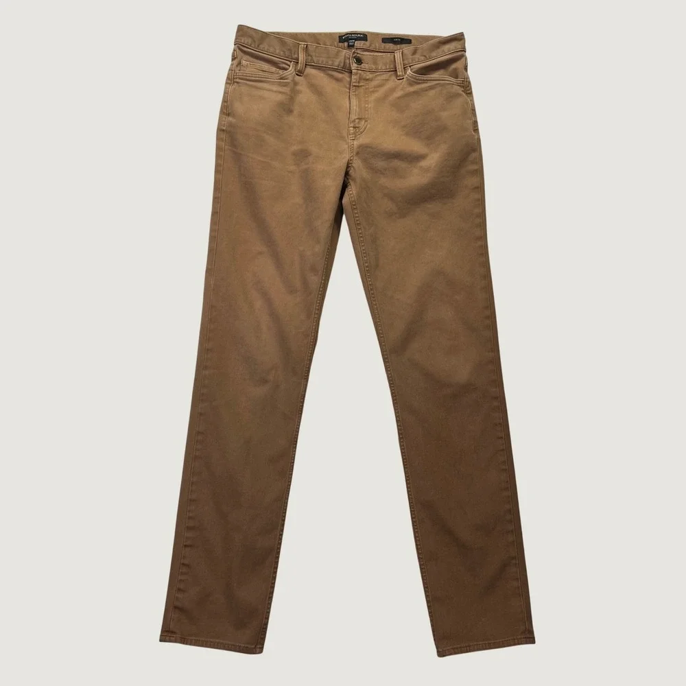 Banana Republic Mens Traveler Slim Fit Pants 34x36 Tan Brown Stretchy Mid Rise